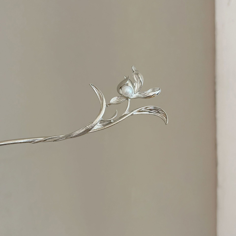 Hi Tech Accessories - Novo estilo chinês prata orquídea hairpin