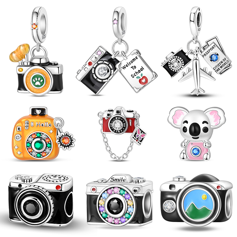 Tech Accessories Travel - Berloques de Câmera Vintage em Prata